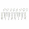Globe Scientific DiamondLink 0.2mL 8-Strip Tubes, with Individually-Attached Flat Caps, Clear, 120PK PCR-DL-02F